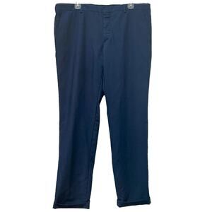 PRADA Dress Pants Trousers Mens Size 40 Navy Blue Flat Front Cuff Hem Luxury